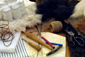 Upholstery tools on a table